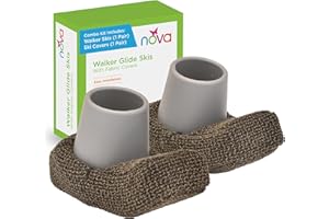 NOVA Medical Products Walker Glide Skis, Universal Fit. One Pair, Grey with Fabric Covers