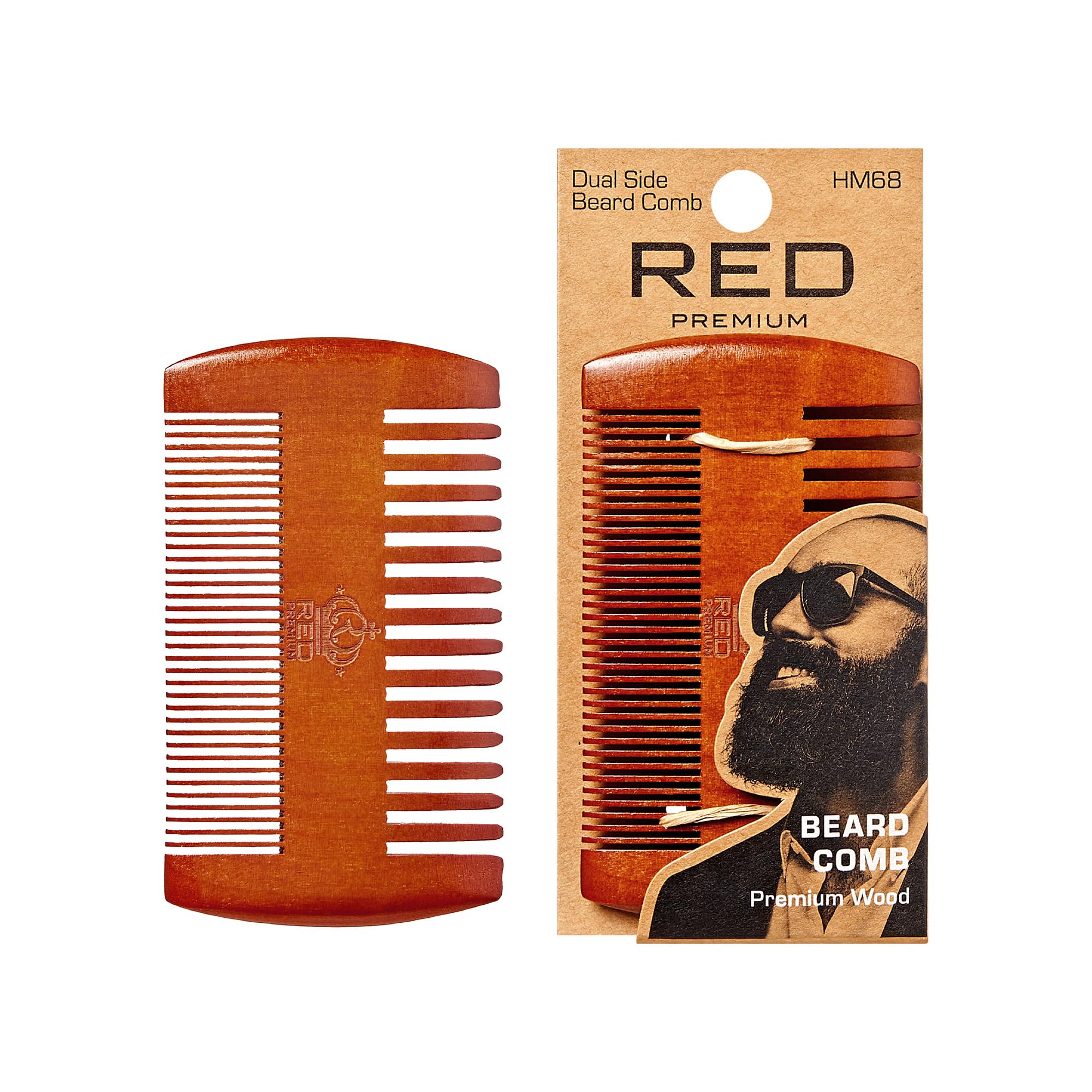 Premium Wood Men Dual Side Beard Comb, Easy Detangling and Styling, Durable Design for Gentle Beard Hair & Mustache Grooming Essential, No Snagging & Pulling, Maximize Conditioning