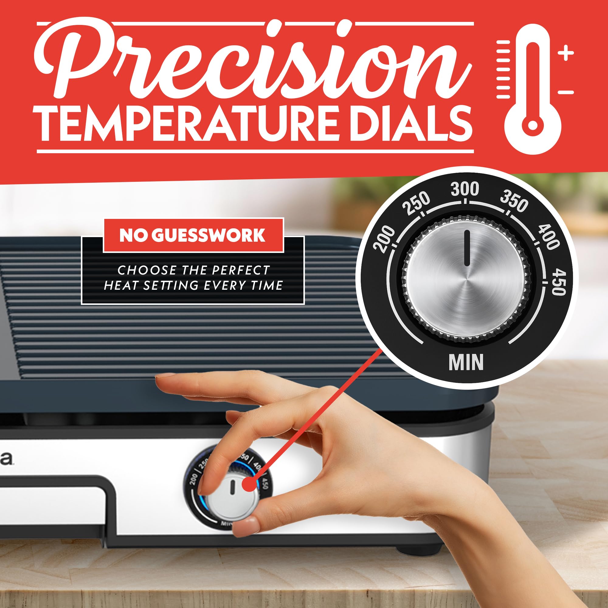 Gourmia 3-in-1 Indoor Grill/Griddle Electric Combo - 250-400°F Adjustable Dual Cooking Zones with Removable Nonstick Reversible Ceramic Plates - Non Toxic Dishwasher Safe Countertop Kitchen Appliances