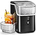 AGLUCKY Nugget Ice Maker Countertop,35Lbs/24H Pebble Ice Maker with Chewable Ice,Self-Cleaning Pellet Ice Maker with Ice Scoop,One-Click Operation,for Home/Kitchen/Office(Black)