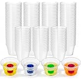 Coloch 200 Pack Plastic Bomber Cups, Disposable Bomb Cups Clear Power Bomber Double Shot Glass for Shots, Mixed Drinks, Party