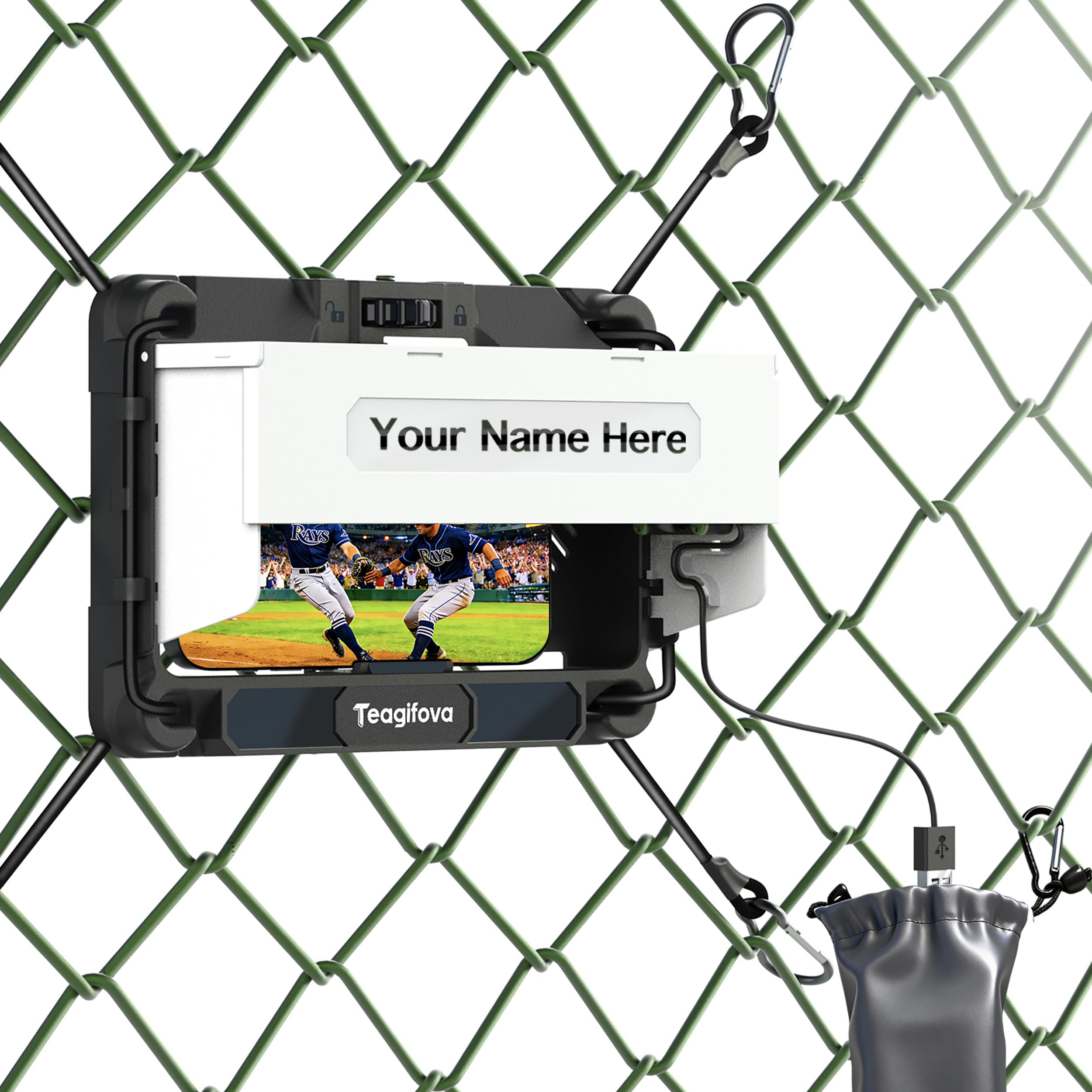 Teagifova Phone Fence Mount with Shade Fan - Portable Game Recording Kit for Outdoor Sports, Compatible with Gamechanger, Perfect for Baseball, Softball & Tennis (Phone-Closer & Wider-View)