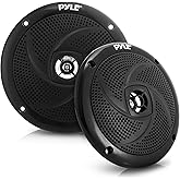 Pyle PLMRS5B 5.25 Inch 180 Watt Waterproof Weather Resistant Outdoor Rated Low Profile Slim Style Marine Speakers, Black (2 Pack)