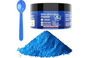 Blue Spirulina Powder - 40g Natural Blue Food Coloring, No Fishy Smell, 100% Vegan Phycocyanin Extract Spirulina Powder, Plan