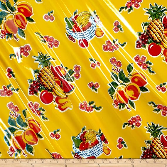 OilCloth International Oilcloth Cane Yellow Fabric by The Yard