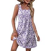 OFEEFAN Womens Square Neck Tank Dresses 2026 Summer Spring Loose Swing Sundresses with Pockets Plain/Print
