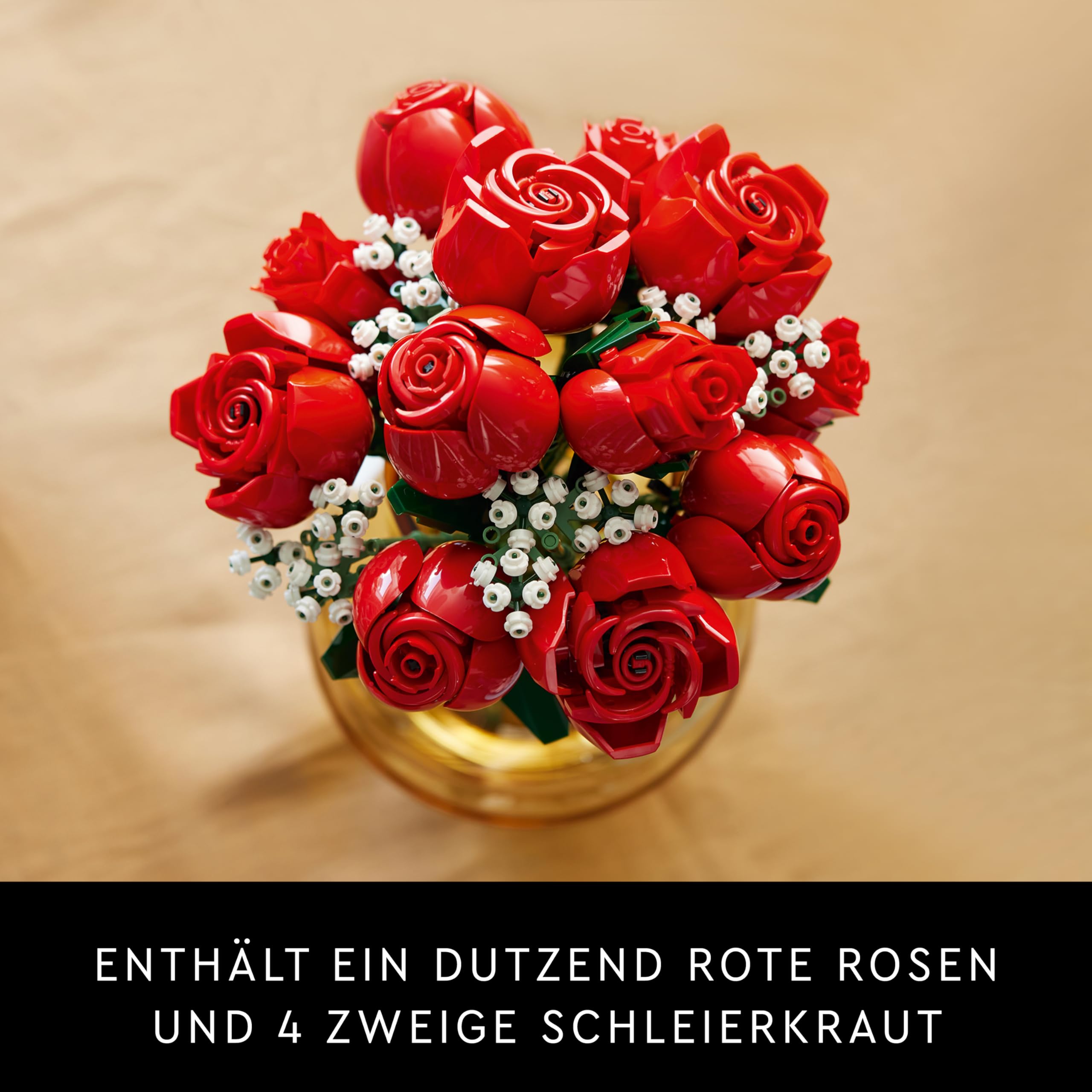 LEGO Botanicals Rosenstrauß - Set aus Kunstblumen für Erwachsene - mit 12 künstlichen Rosen & 4 Zweigen Schleierkraut - DIY Deko zum Bauen - Geschenkidee für Frauen - 10328 3