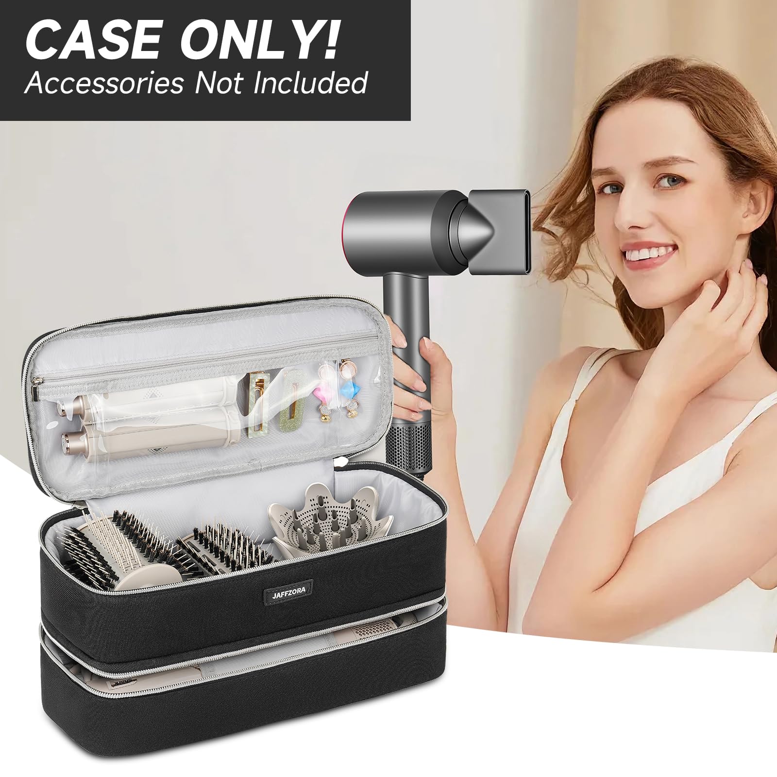 Carrying Case Fits for Shark Flexstyle & Hair Dryer, Travel Storage Bag Compatible with Dyson Supersonic Hair Dryer/Airwrap Styler and Attachments, Black(Bag Only)