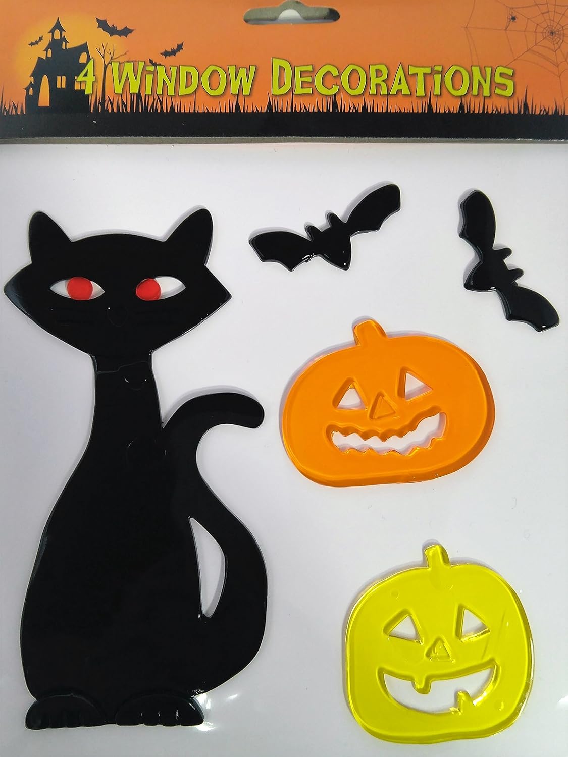 4 Sheets of Halloween Gel Stickers, Halloween Window Gel Clings BigaMart