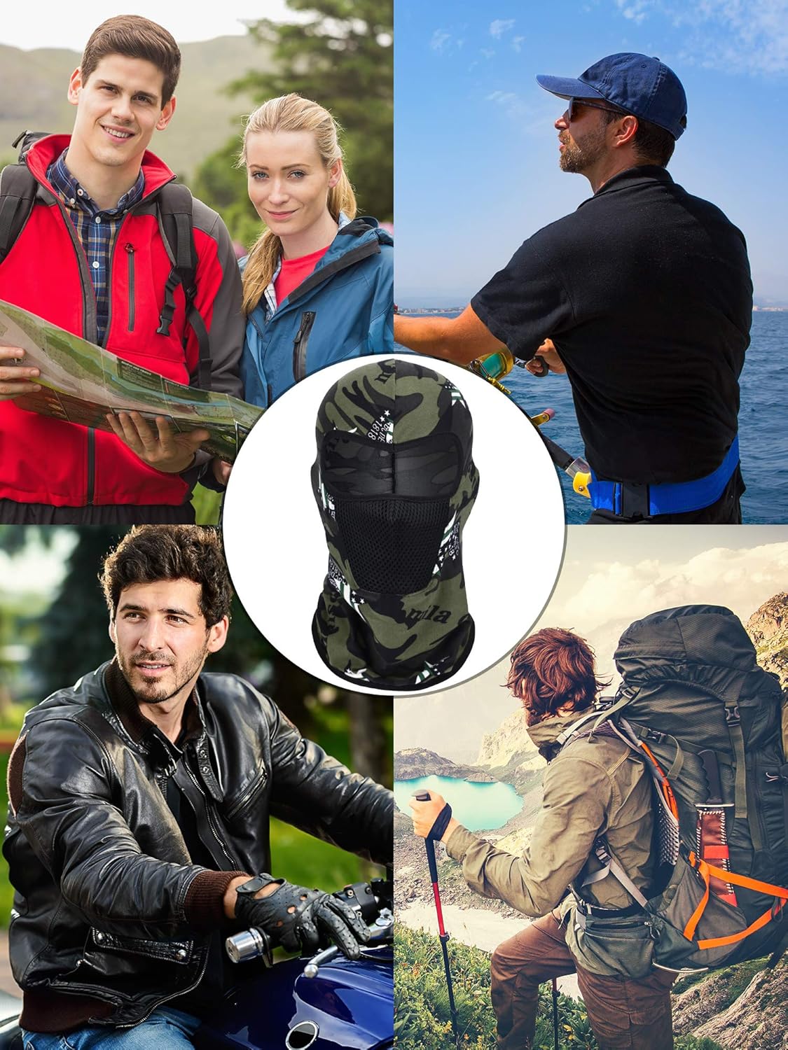 9 Pieces Summer Balaclava Face Cover Breathable Sun Dust Protection Neck Gaiter Scarf Full Face Cover for Outdoor Activities (Camouflage) at  Men’s Clothing store