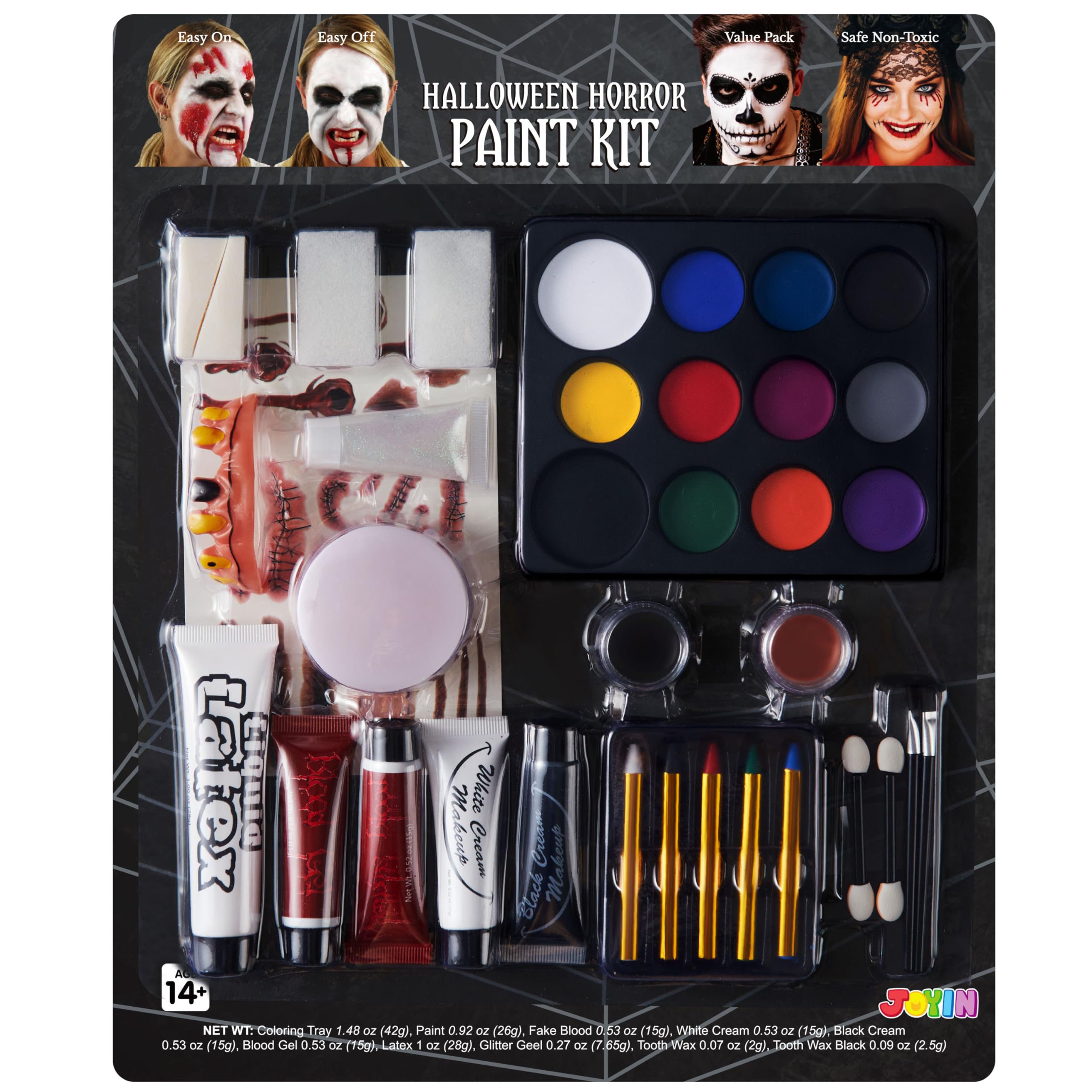 JOYIN Halloween Makeup Set Ultimate Family Party Pack All-in-one Easy On Set for Halloween Fake Blood Costume Party Supplies, Zombie Cosplay, Face Paint & Body Paint, Party Favors