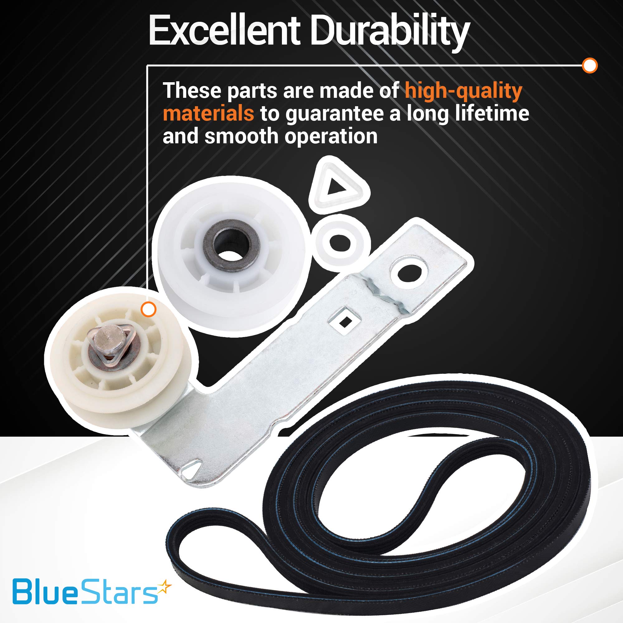 BlueStars 661570V 661570 & 279640 & W10837240 Dryer Drum Belt Idler Pulley and Pulley Kit - Compatible with Whirlpool Maytag Kenmore Dryers WED9200SQ0 WED5600XW0 WED9200SQ0 GEW9250PW1