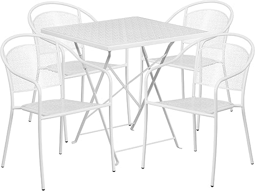 Amazon Com Flash Furniture 28 Square White Indoor Outdoor Steel
