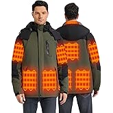 Hecusma Heated Jackets for Men with 18400mAh 12V Battery Pack Included, Mens Heated Jacket with Fur Lining