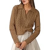 ANRABESS Womens Cable Knit Sweaters Long Sleeve V Neck Sweater Tops Casual Pullover Polo Shirts 2025 Fall Fashion Outfits