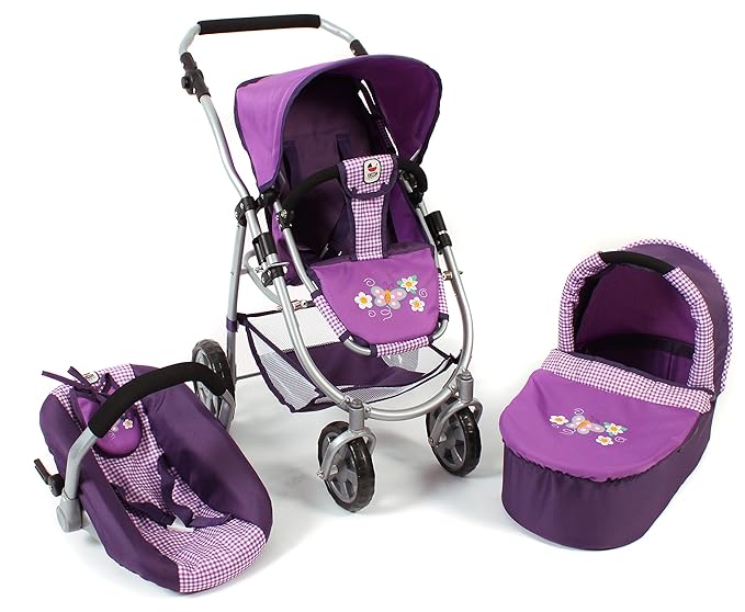 Bayer Chic 2000 637 28 - Kombi-Puppenwagen Emotion 3-in-1 All in Checker, Purple