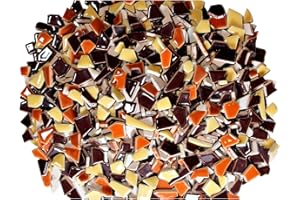 Verz Tile Ceramic Mosaic Tiles for Crafts & Art Projects 200 Grams Vibrant Colors Pieces Fit Together Like a Puzzle Endless Creative Ideas for Mosaic Art DIY Hobbies Small Sizes (Brown & Tan Mix)