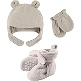 Luvable Friends Fleece Winter Hat, Mittens and Booties Set
