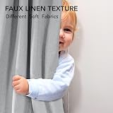 Deconovo Faux Linen Full Blackout Curtains Eyelet Energy Saving Blue Gray view 6