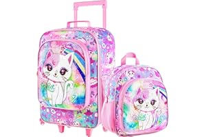 KLFVB Kids Luggage for Boys Girls, Cute Rolling Wheels Suitcase for Toddler, Children Travel Carry on Suitcase