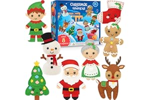 Craftorama Sewing Kit for Kids, Fun and Educational Christmas Craft Set for Boys and Girls Age 7-12, Sew Your Own Felt Christmas Set Craft Kit for Beginners, 165 Piece Set