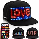 SZKUZMA Programmable LED Hat, App Controlled Light Up Baseball Cap, Scrolling Text &amp; Pixel Art for EDM Raves &amp; Party