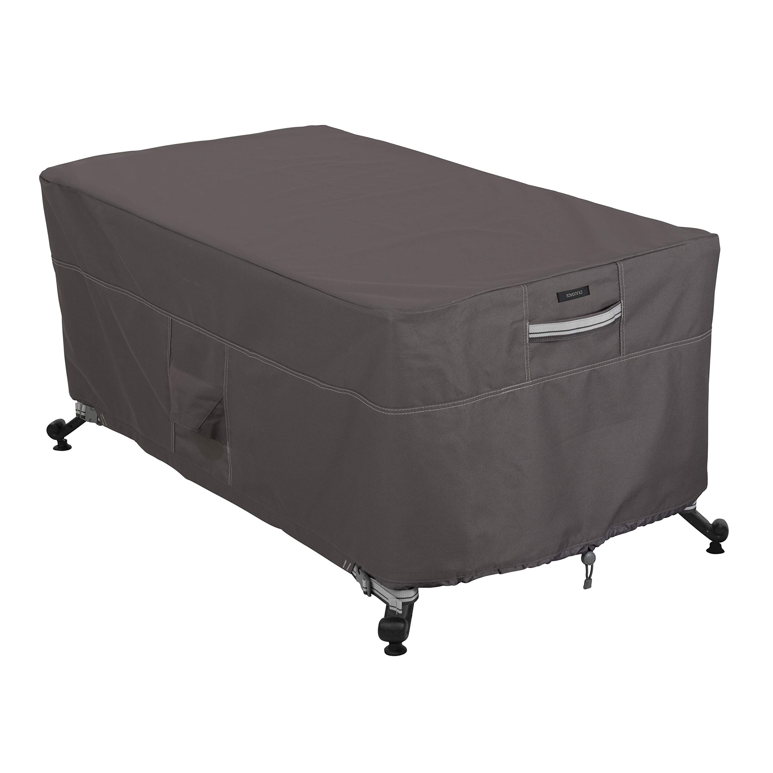 Classic Accessories Ravenna Rectangular Fire Pit/Table Cover, Dark Taupe/Mushroom/Espresso (142 cm)