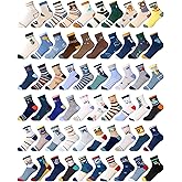 Fourluoo 30/60 Pairs Kids Boys Girls Socks Sport Round Neck Boys Girls Dress Cotton Crew Socks for Toddler Kids Children