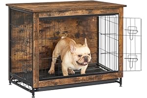 Feandrea Dog Crate Furniture, Side End Table, Heavy-Duty Modern Kennel Cage with Multi-Purpose Removable Tray, Double Doors, 
