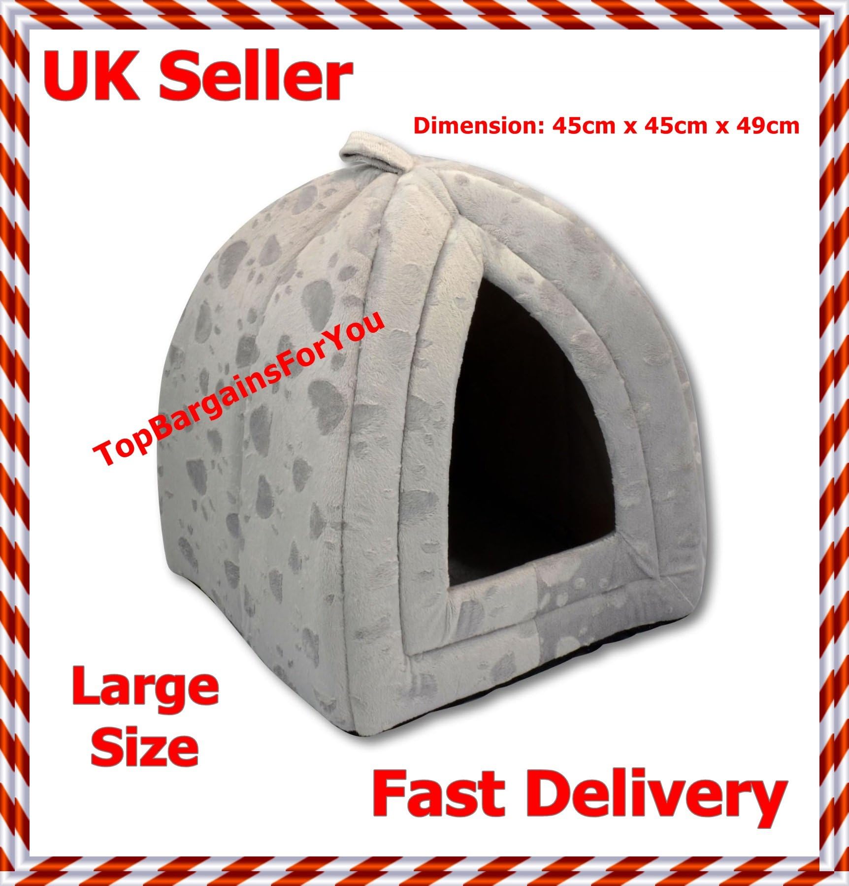 Large Size Luxury Pet Igloo Dog Cat Soft Comfy House Bed Igloo (GREY)