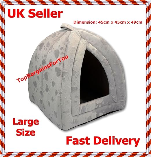 Large Size Luxury Pet Igloo Dog Cat Soft Comfy House Bed Igloo (GREY