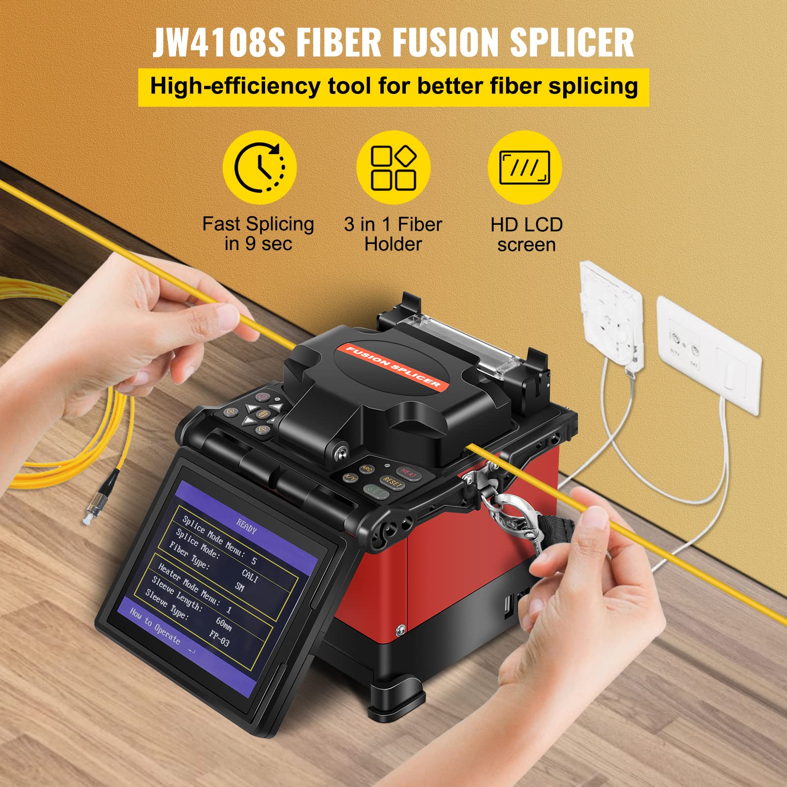 Vevor Fusion Splicer Automatic Focus JW4108S FTTH Fiber Optic Fusion Splicer 5 Inch Digital LCD Screen Fusion Splicer Machine Fiber Cleaver Kit: Tools & Home Improvement