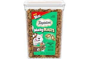 Temptations Wacky Blasts Cat Treats, Nautical 'Nip Flavor, 16 oz | Salmon, shrimp & catnip flavor bits, crunchy outside/soft inside, under 2 cal per treat, 100% complete nutrition, resealable