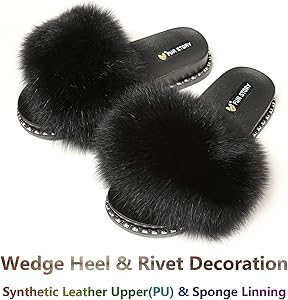 fur leather slides