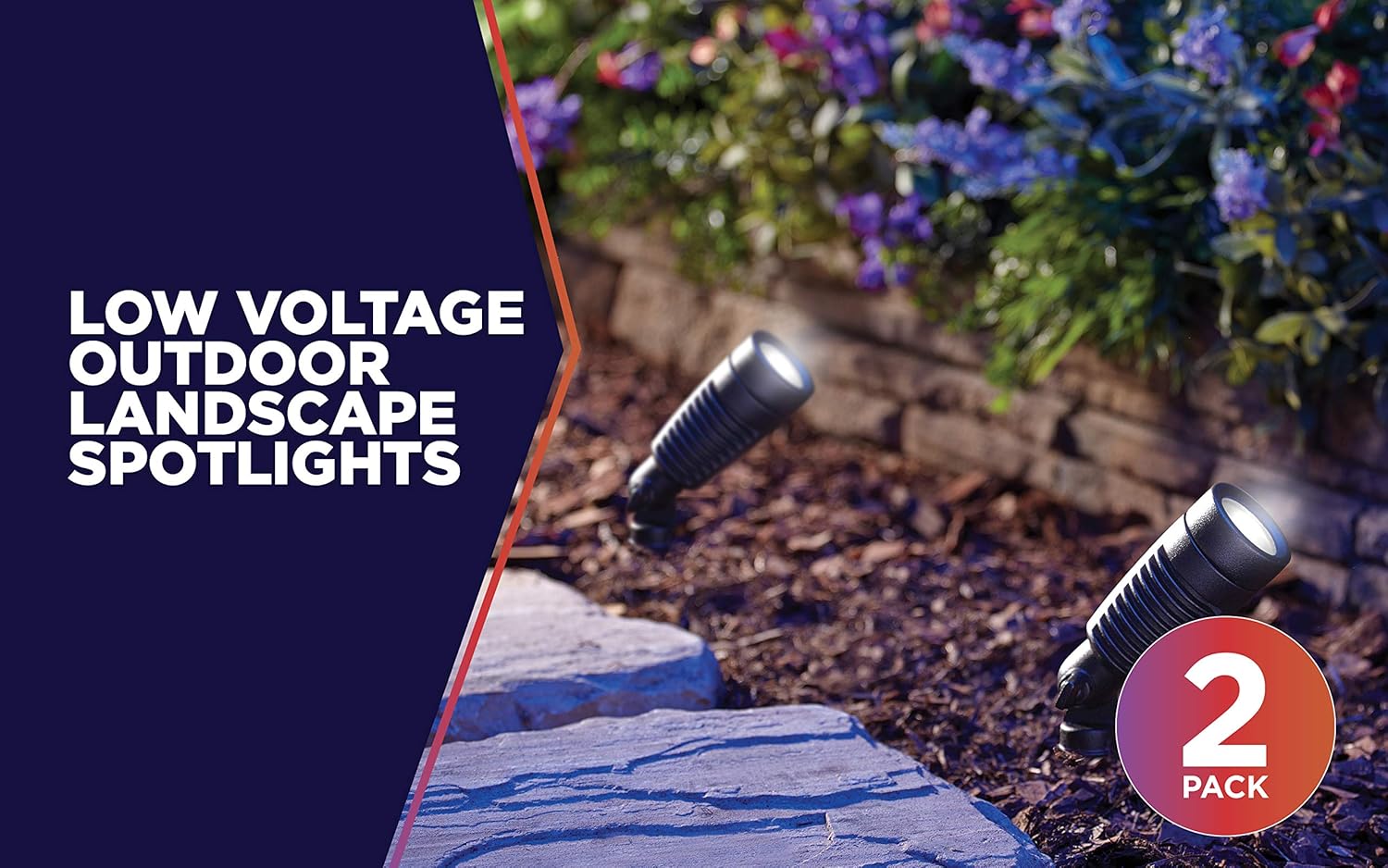 Moonrays 95557 1-Watt Low Voltage LED Outdoor Landscape Metal Spot Light Fixture, Black (Pack of 2) - Outdoor Post Light Accessories - 