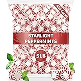 Bulk Starlight Peppermint Candy 450 Pieces, 5 lb Bag, Individually Wrapped | Hard Candy Mints for Parties, Office Candy Bowls, Holiday Treats, Halloween, After Dinner; Old Fashioned Peppermint Discs