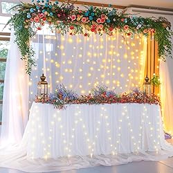 Shillance 9ft White Tulle Table Skirt for Rectangle