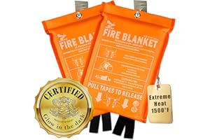 Fire Blanket - 1500F CE Certified Emergency Fire Blanket for Home and Kitchen. 500GSM Fabric & 0.5mm Thick - 100% Fiberglass Fire Extinguisher for Car,Warehouse Office - 2pc (47x47 inches) by Supa Ant