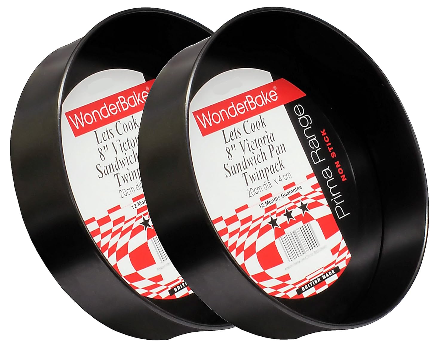 WonderBake Set of 2 Loose Base 8 Inch Round Victoria Sandwich Cake Tins