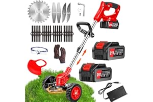 TUCSSARG Cordless Weed Wacker Battery Powered Electric 21V 4.0Ah,Weed Wacker Battery Operated Grass Trimmer/Lawn Edger/Mower/Brush Cutter, Weeder Tool for Lawn Garden Pruning/Trimming