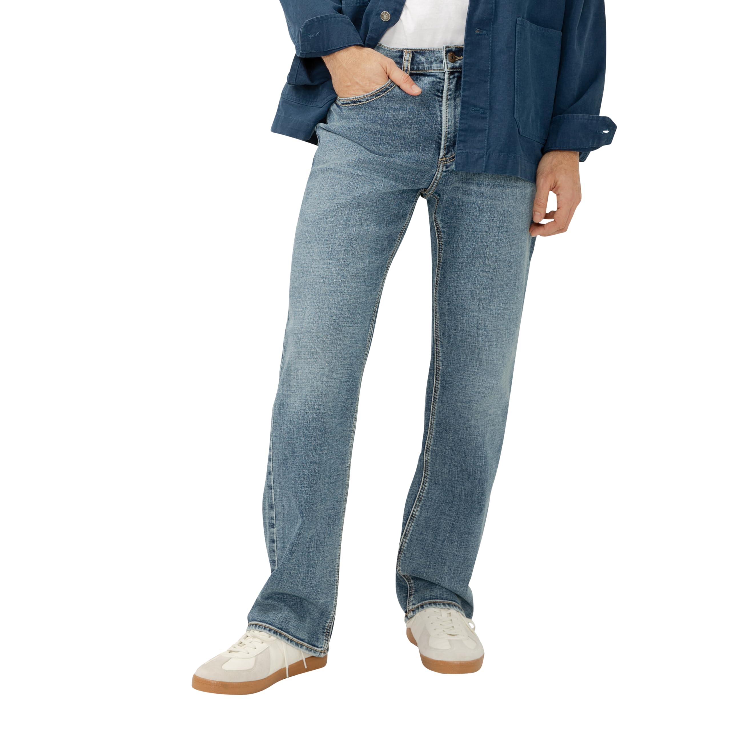 Silver Jeans Co. Men's Gordie Relaxed Fit Straight Leg Luxe Heritage Jeans, Redwood, 36W x 30L Image