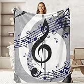 keepitcozi Music Note Gifts for Music Lovers Teachers Students, Music Throw Blanket Appreciate Graduation Gifts Home Room Decor, Flannel Soft Blankets for Bed Couch 50"x60"