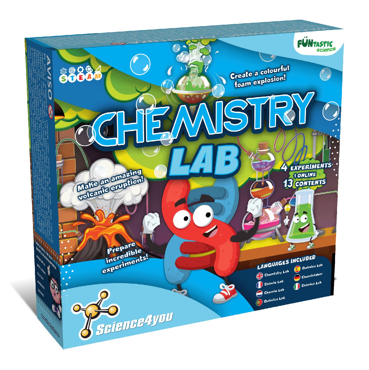 Science4you Chemistry Lab - Chemistry Set Science Kit for Kids age 7 8 9 10+ Create Safe & Fun Chemical Reactions Science Experiments - Educational STEM Toy for Boys & Girls