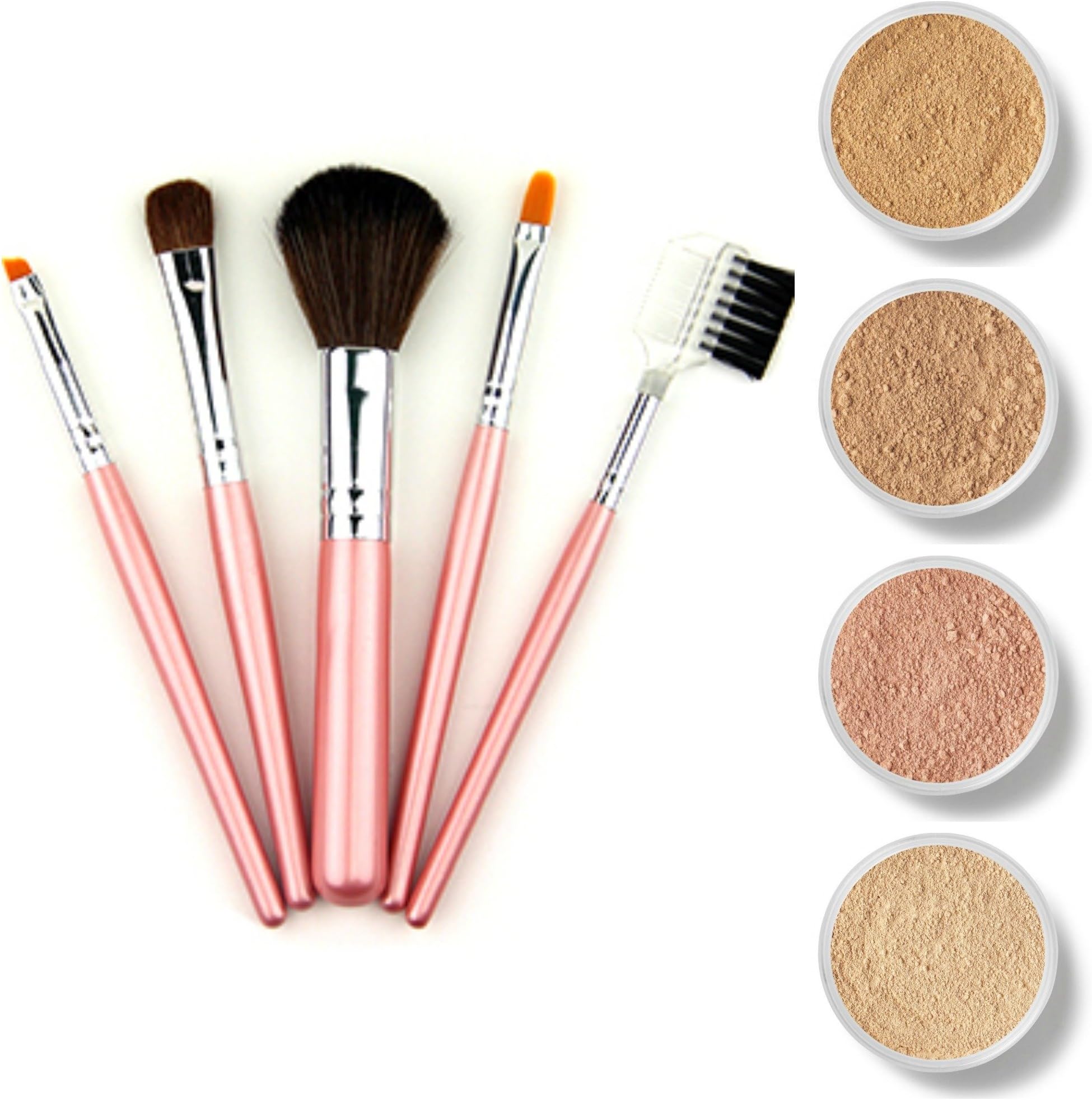 TRY ME KIT w/MINI BRUSH SET (LIGHT & FAIR 1) Mineral Makeup Sample Size Matte Foundation Bare Skin Powder