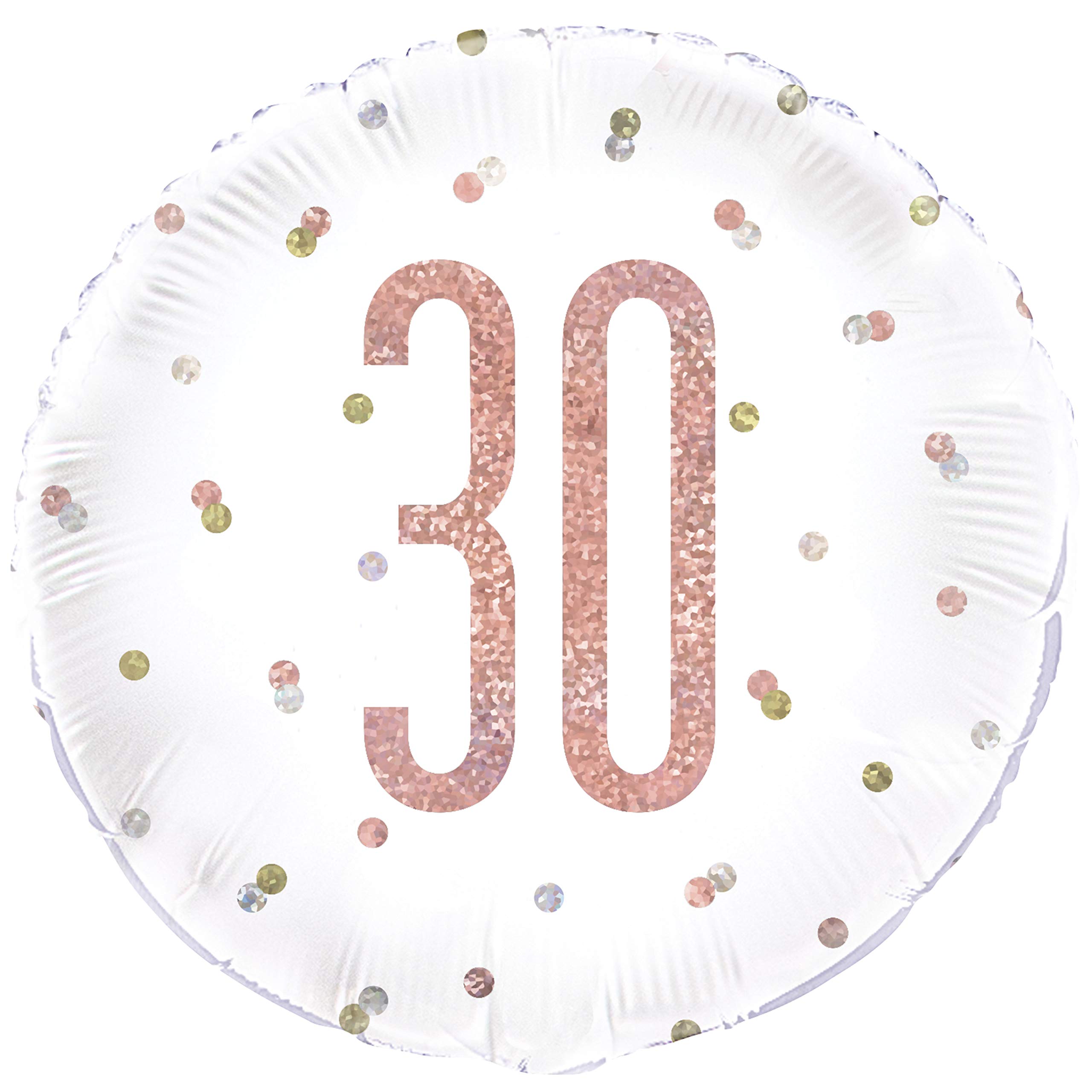 Dazzling Rose Gold 30th Birthday Glitz Round Foil Balloon (45cm) - Perfect for Birthday, Annivesaries & Memorable Celebrations - 1 Pc