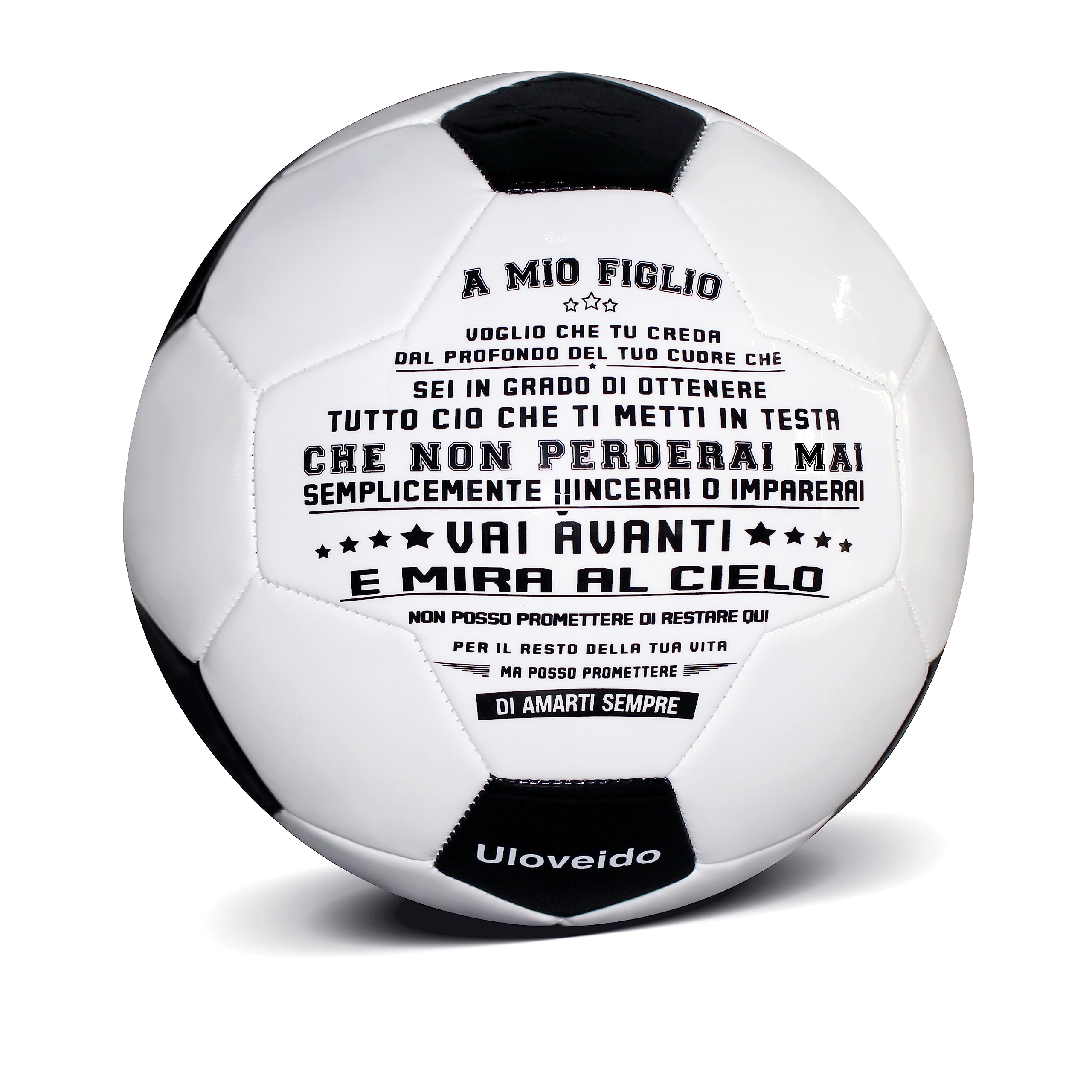 Uloveido Traditional Black White Training Soccer Ball Football for Son Grandson, I Love You Football Y594 (A MIO FIGLIO)