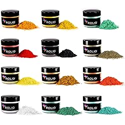 Rolio Mica Powder, 10g, 12 Jars - Pearlescent Color