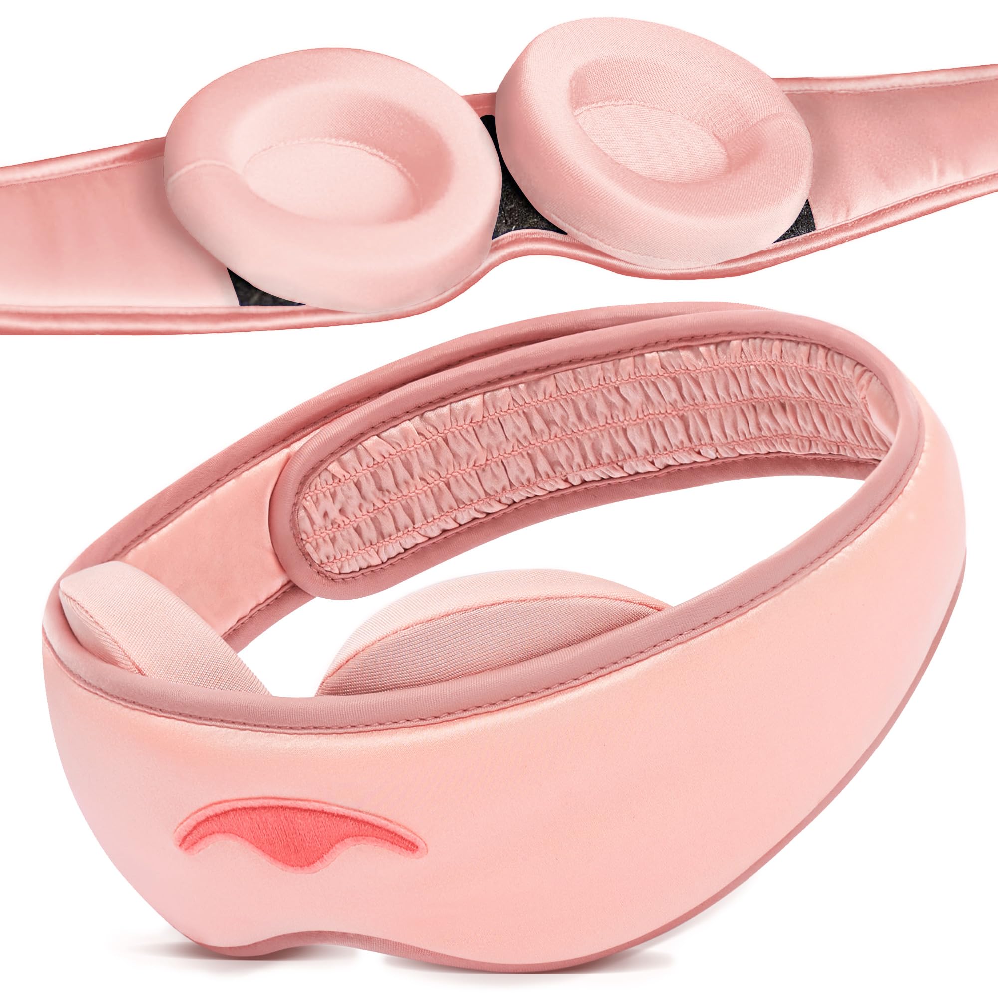 Photo 1 of Manta Silk Mask - 100% Blackout Silky Sleep Mask, 22 Momme Premium Silk Eye Mask for Deep Sleep, Breathable & Machine Washable (Pink)