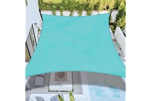 Bynbbur Sun Shade Sail 13'x20' Rectangle Turquoise Permeable Curved Edge Canopy Heavy Duty Sun Sail for Patio Backyard Party Outdoor Activity Custom Commercial Standard