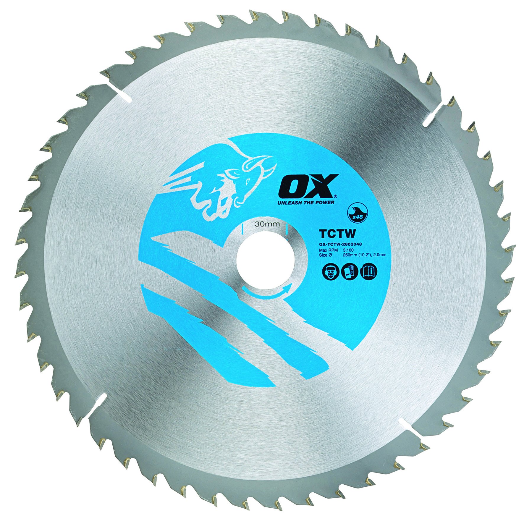 OX Wood Cutting Circular Saw Blade 260/30mm, 48 Teeth ATB